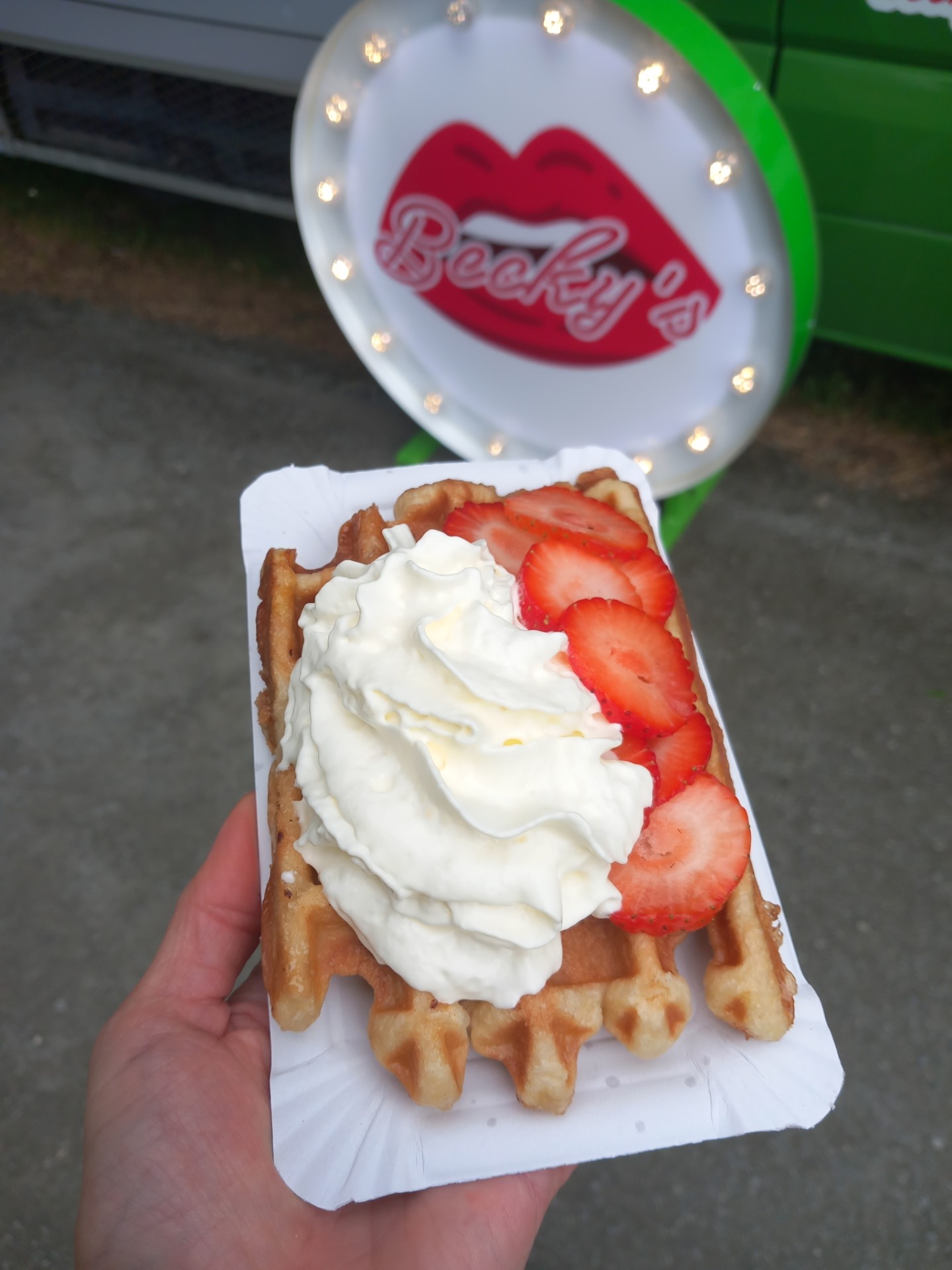 Wafel slagroom aardbeien